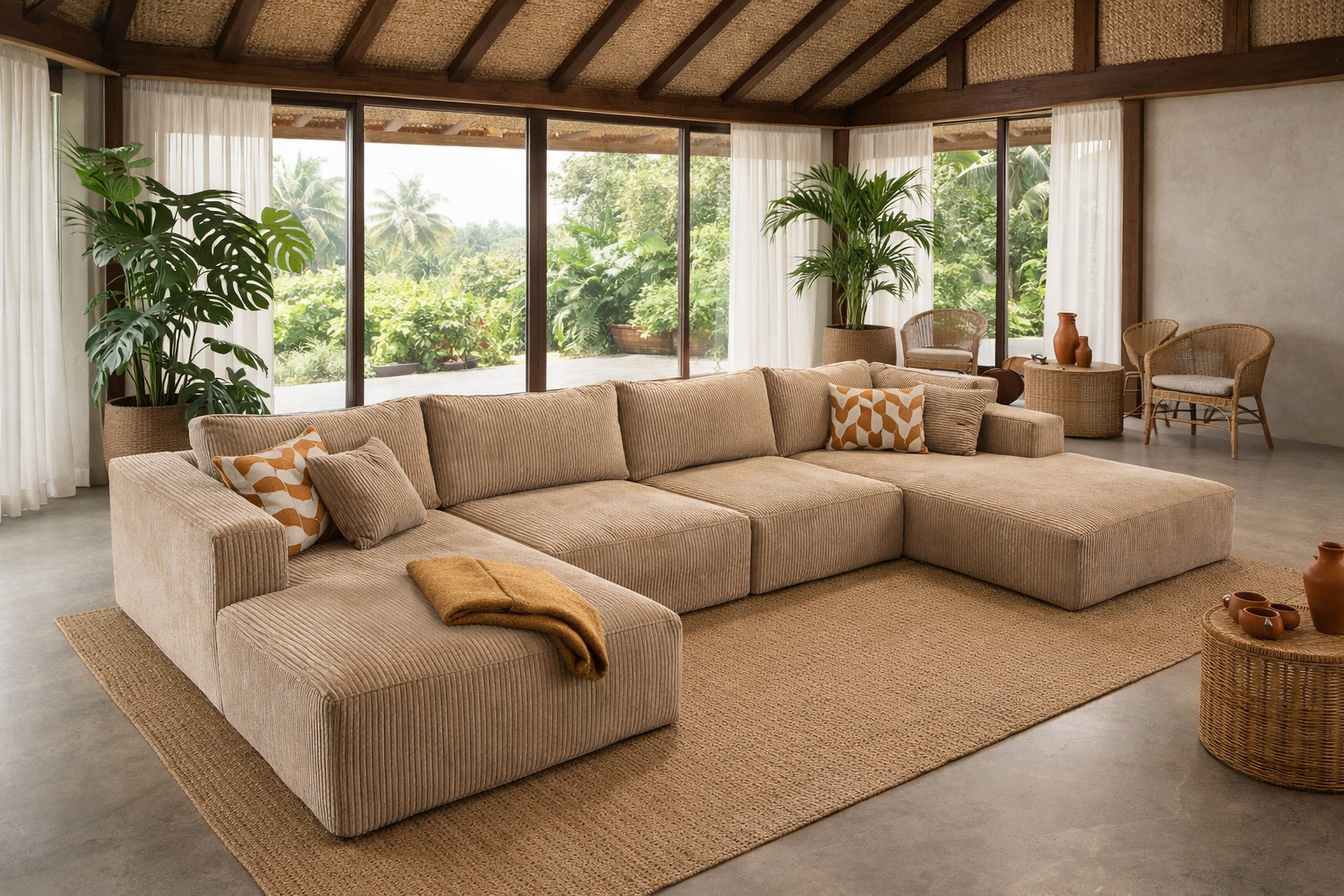 Sofa premium dans un intérieur polynésien